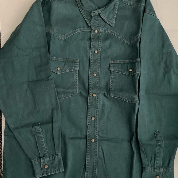 Mens Green Denim Shirt Size L - Picture 3 of 3